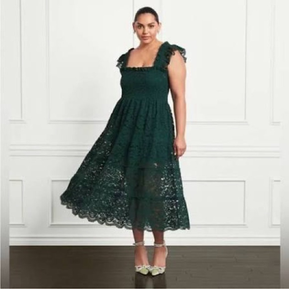 Hill House Home Collector’s Edition Ellie Nap Dress Forest Green Lace Midi